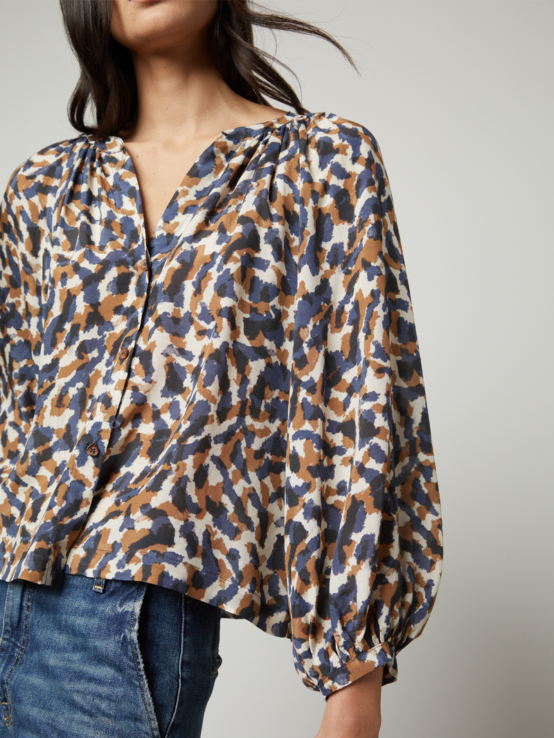 Melinda Print Top - Saharan-Velvet-Over the Rainbow