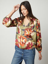 Isra Long Sleeve Print Top - Hydrangea-Velvet-Over the Rainbow