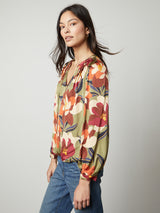 Isra Long Sleeve Print Top - Hydrangea-Velvet-Over the Rainbow