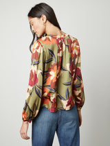 Isra Long Sleeve Print Top - Hydrangea-Velvet-Over the Rainbow