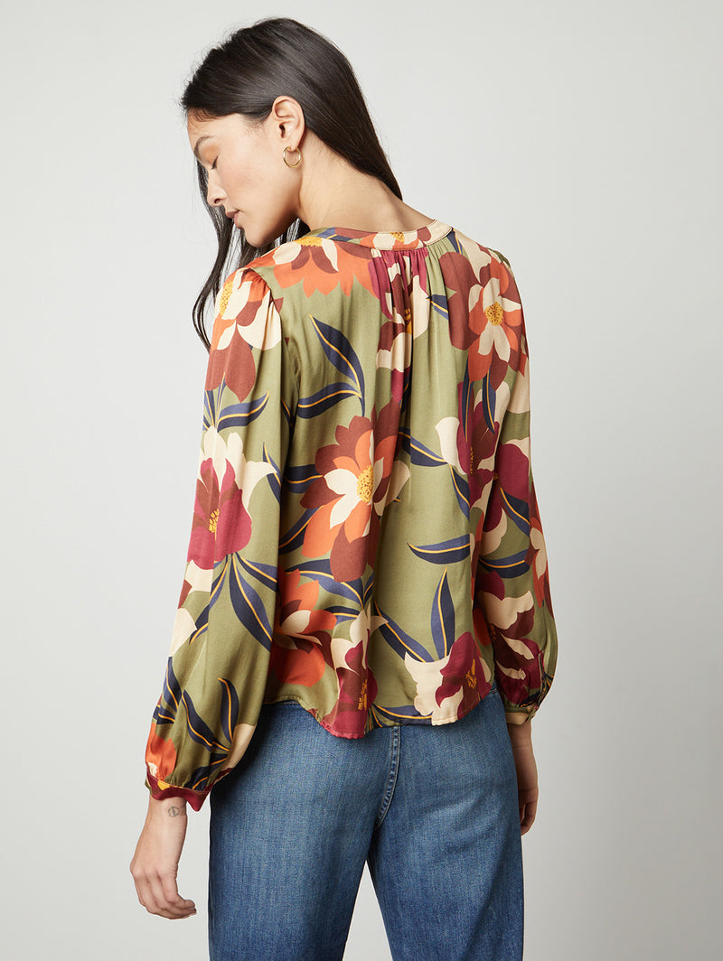 Isra Long Sleeve Print Top - Hydrangea-Velvet-Over the Rainbow