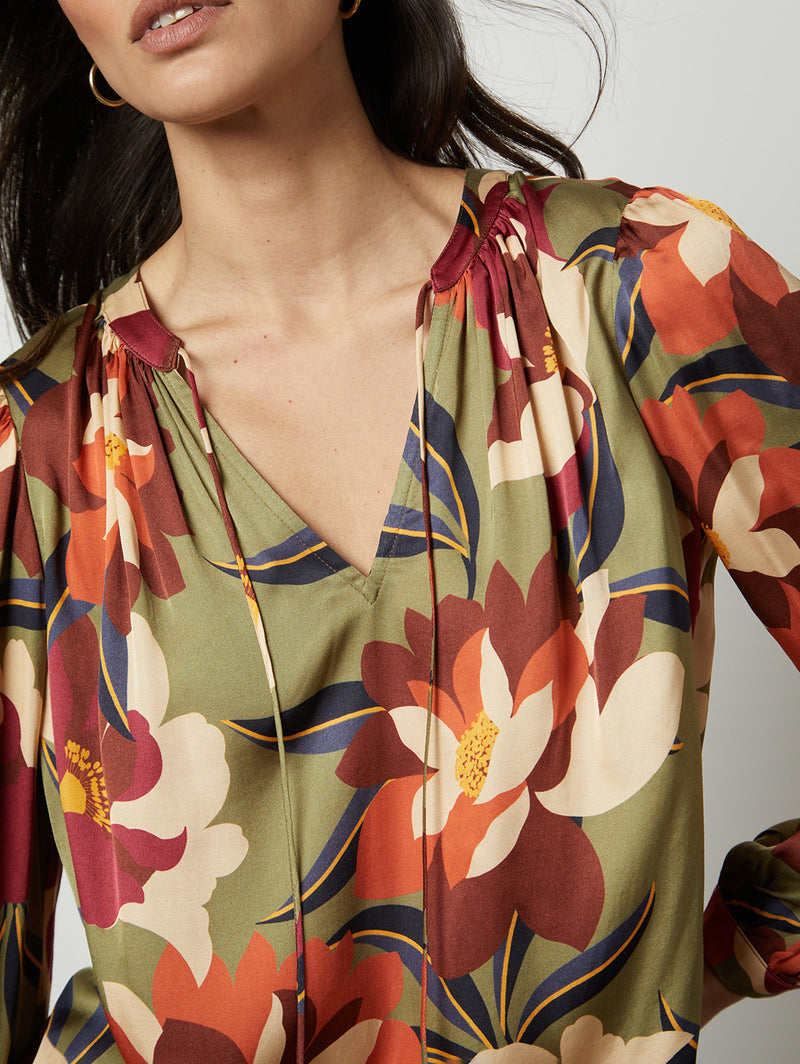 Isra Long Sleeve Print Top - Hydrangea-Velvet-Over the Rainbow
