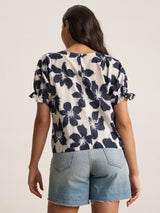 Delilah Print Voile Top - Asul-Velvet-Over the Rainbow