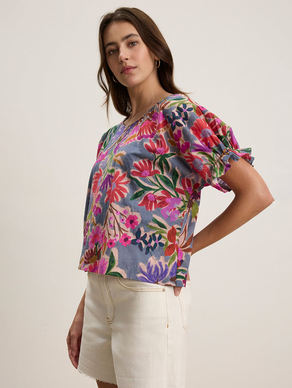 Delilah Print Voile Top - Tahiti-Velvet-Over the Rainbow