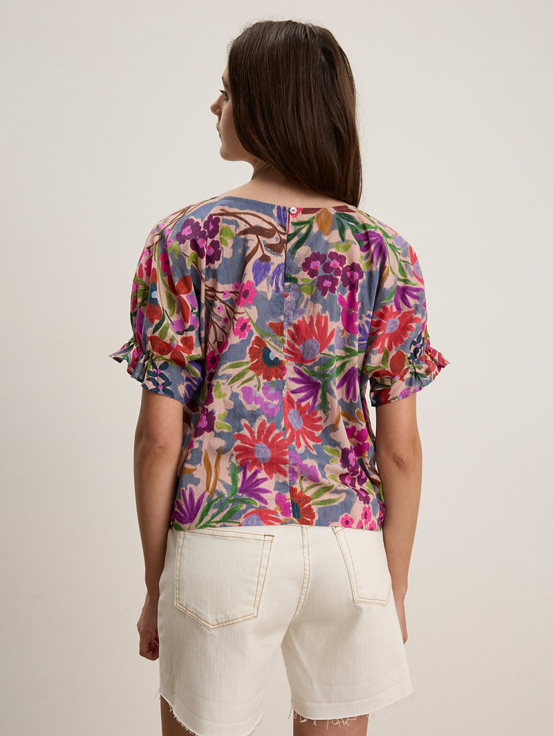 Delilah Print Voile Top - Tahiti-Velvet-Over the Rainbow