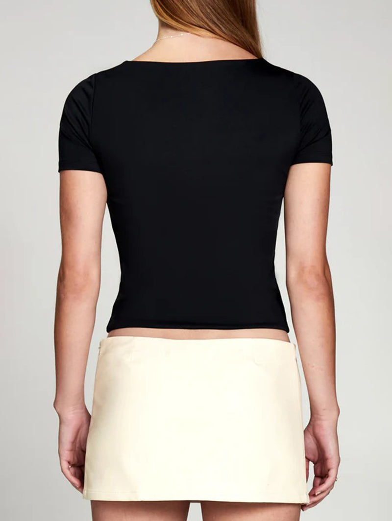 Body Hug Short Sleeve Top - Black-PURE & SIMPLE-Over the Rainbow