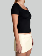 Body Hug Short Sleeve Top - Black-PURE & SIMPLE-Over the Rainbow