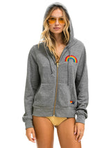 Rainbow Zip Hoodie - Heather Grey-AVIATOR NATION-Over the Rainbow