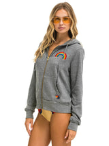 Rainbow Zip Hoodie - Heather Grey-AVIATOR NATION-Over the Rainbow