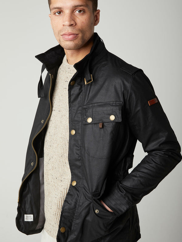 Bexley Waxed Jacket - Black-PEREGRINE-Over the Rainbow