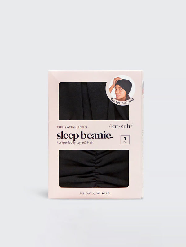 Sleep Beanie with Satin Lining - Black-KITSCH-Over the Rainbow