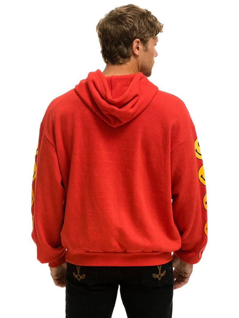 Smiley Sunset Pullover Relaxed Hoodie - Red-AVIATOR NATION-Over the Rainbow