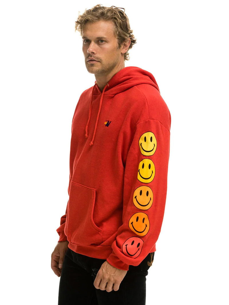 Smiley Sunset Pullover Relaxed Hoodie - Red-AVIATOR NATION-Over the Rainbow
