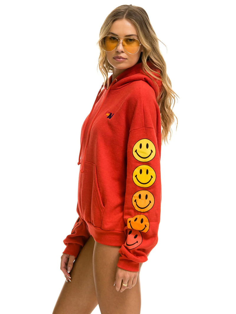 Smiley Sunset Pullover Relaxed Hoodie - Red-AVIATOR NATION-Over the Rainbow
