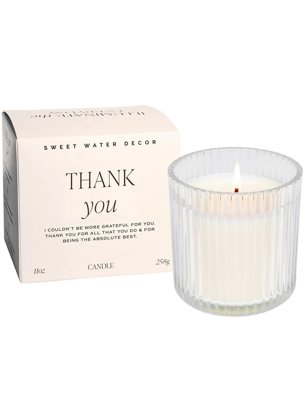 Ribbed Glass Jar Candle - Thank You