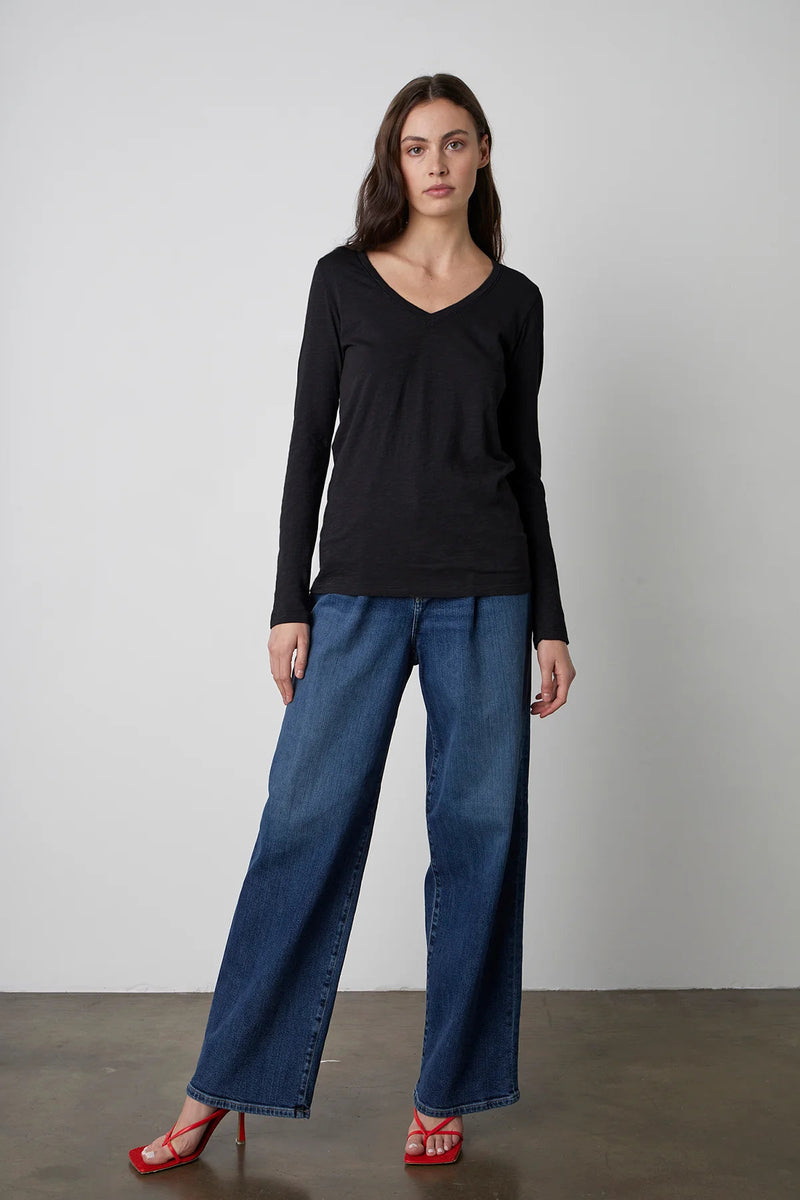 Blaire Long Sleeve V-Neck Tee-Velvet-Over the Rainbow