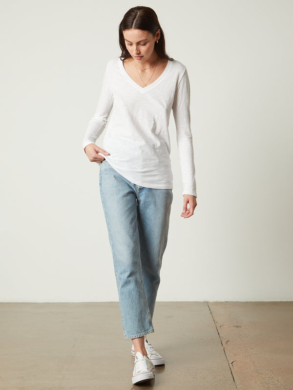 Blaire Long Sleeve V-Neck Tee-Velvet-Over the Rainbow