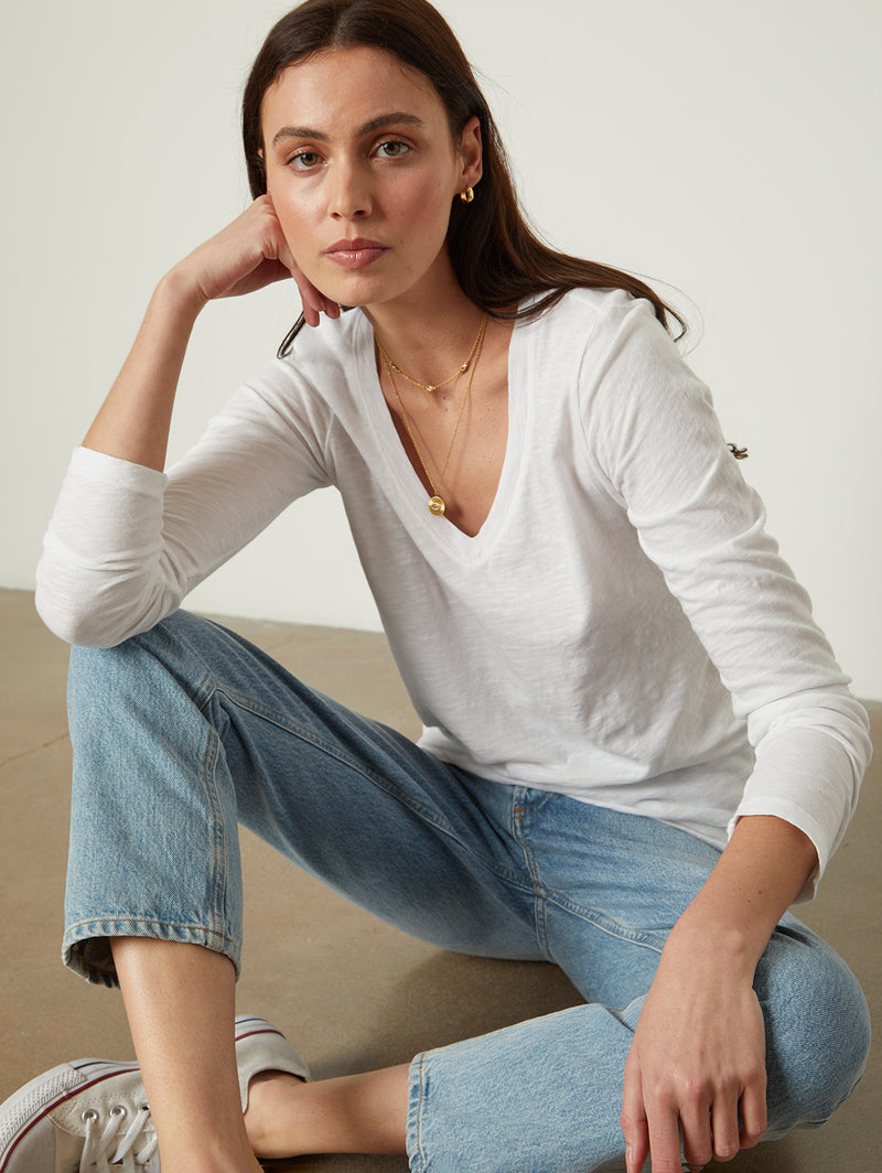 Blaire Long Sleeve V-Neck Tee-Velvet-Over the Rainbow