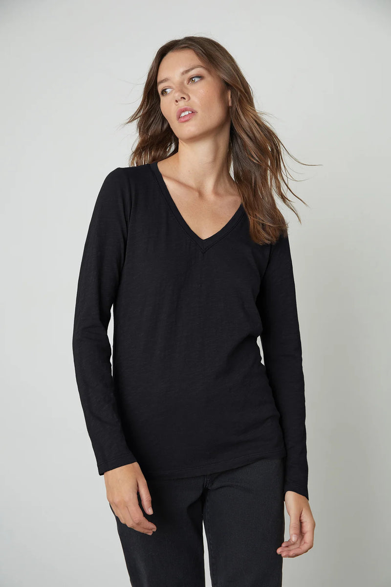 Blaire Long Sleeve V-Neck Tee-Velvet-Over the Rainbow
