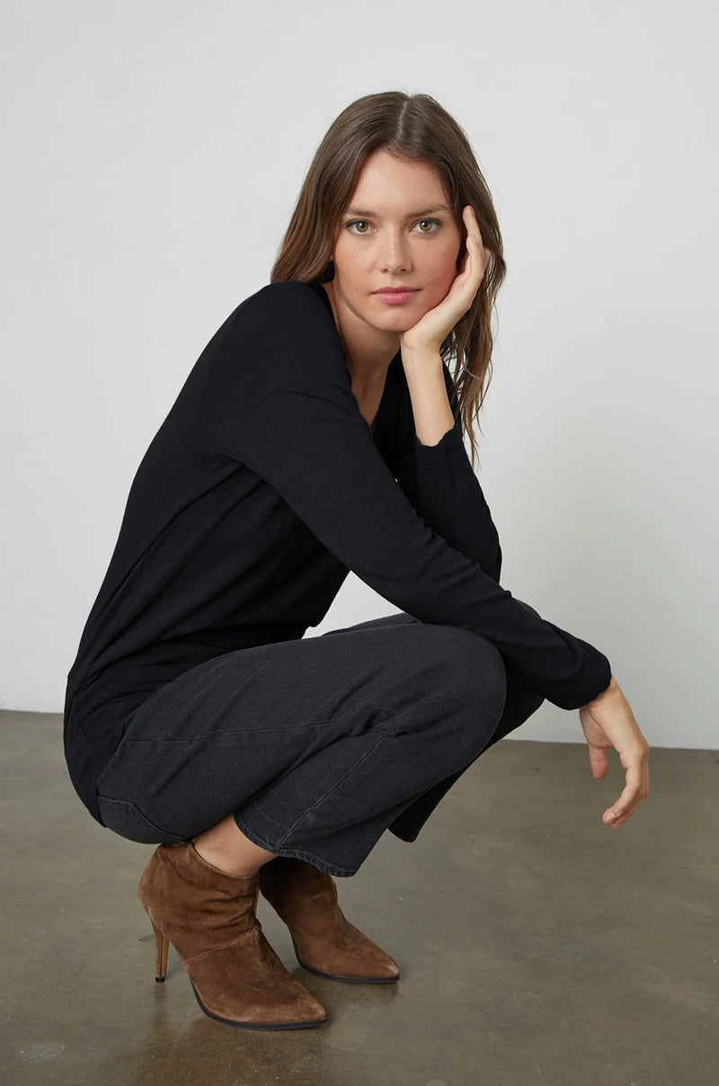 Blaire Long Sleeve V-Neck Tee-Velvet-Over the Rainbow