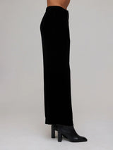 Velvet Pleated Wide Leg Trouser - Black-Bella Dahl-Over the Rainbow