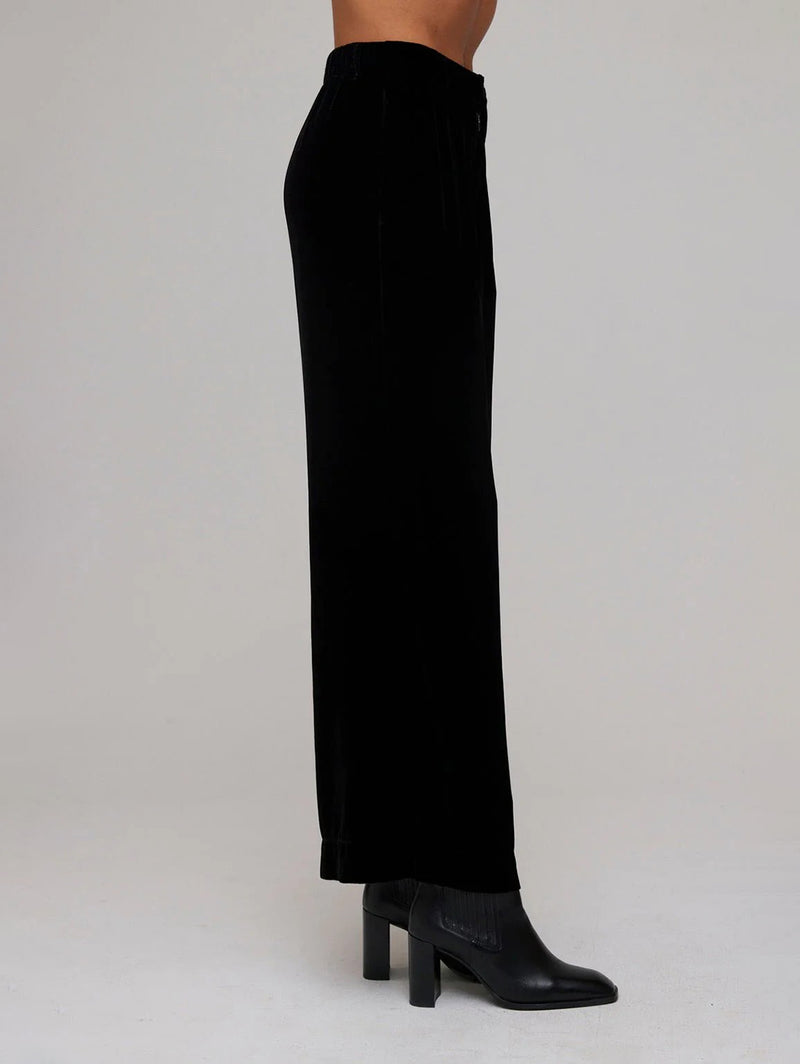 Velvet Pleated Wide Leg Trouser - Black-Bella Dahl-Over the Rainbow