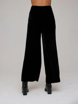 Velvet Pleated Wide Leg Trouser - Black-Bella Dahl-Over the Rainbow