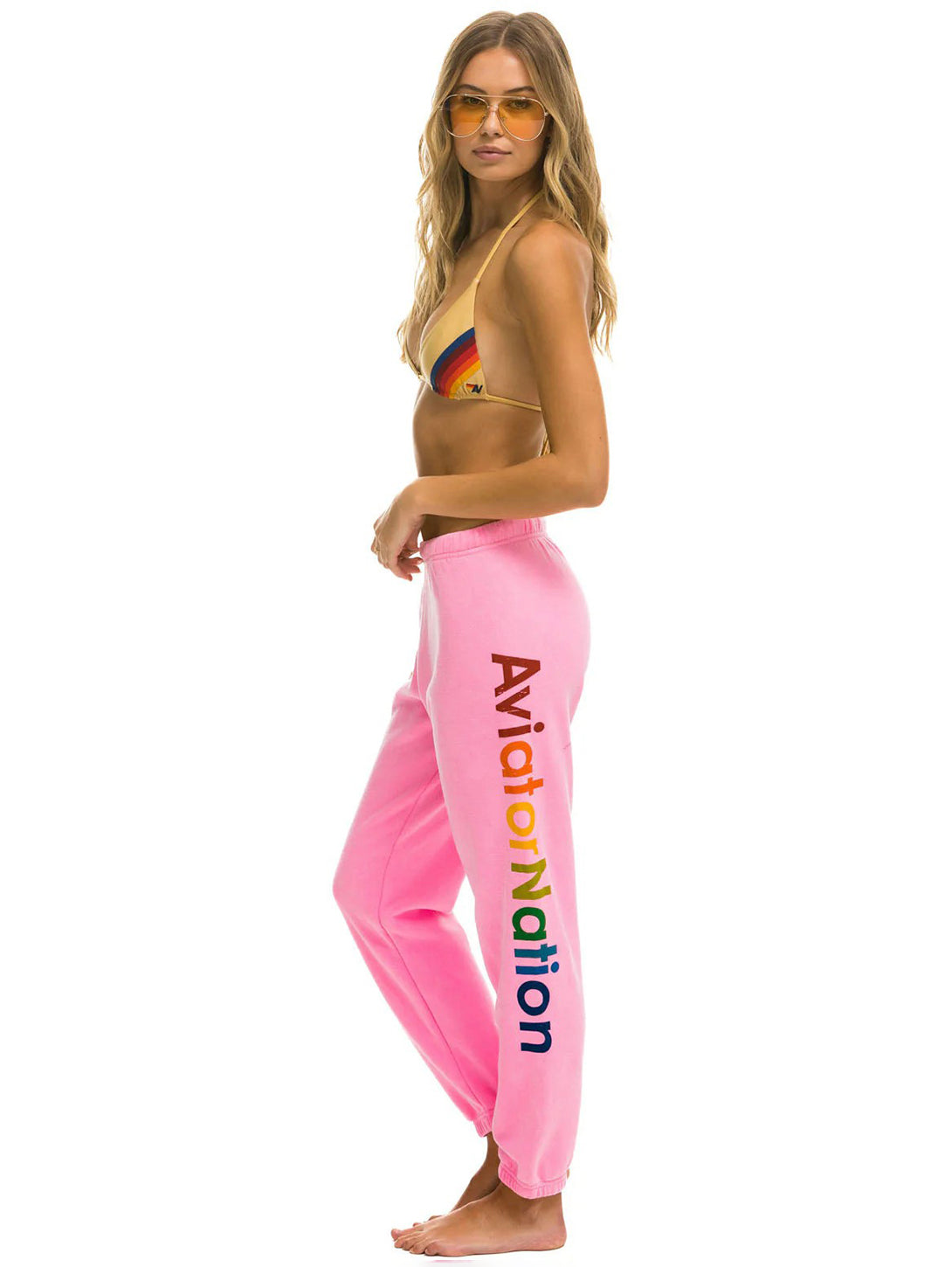 Logo Sweatpant - Neon Pink-AVIATOR NATION-Over the Rainbow