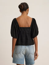 Olivia Linen Top - Black-Velvet-Over the Rainbow