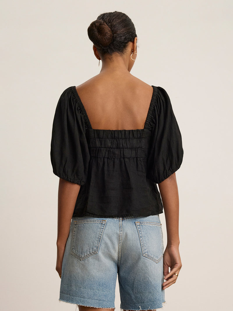 Olivia Linen Top - Black-Velvet-Over the Rainbow