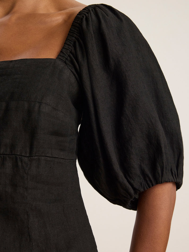 Olivia Linen Top - Black-Velvet-Over the Rainbow