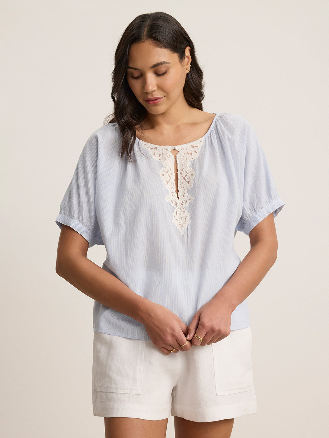 Penelope Shirting Top - Blue-Velvet-Over the Rainbow
