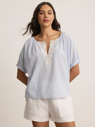 Penelope Shirting Top - Blue-Velvet-Over the Rainbow