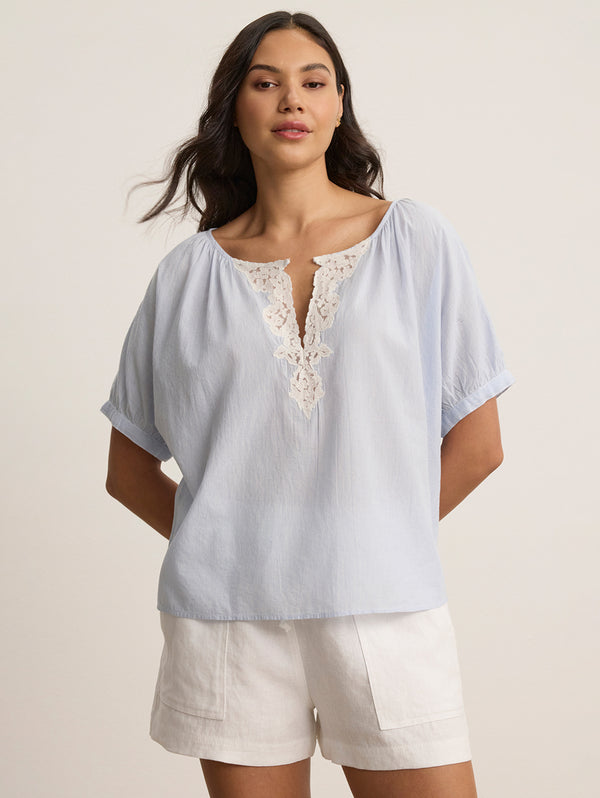 Penelope Shirting Top - Blue-Velvet-Over the Rainbow
