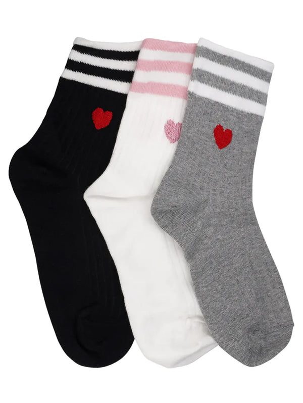 Stripe Heart Sock-LIM LIM-Over the Rainbow
