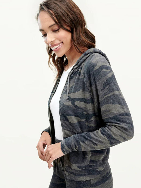 Camo Zip-Up Hoodie - Olive-SPLENDID-Over the Rainbow