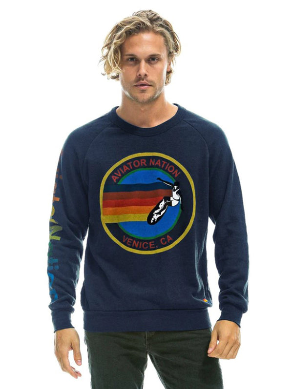 Aviator Nation Logo Crew Sweater - Navy-AVIATOR NATION-Over the Rainbow
