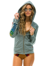 Logo Zip Hoodie - Heather Grey-AVIATOR NATION-Over the Rainbow