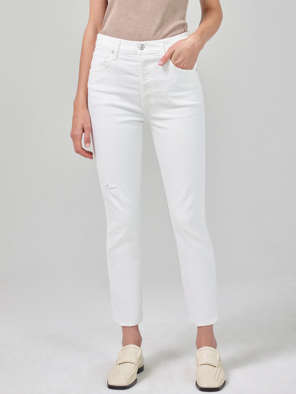 Jolene High Rise Slim Straight Jean - White Out-Citizens of Humanity-Over the Rainbow