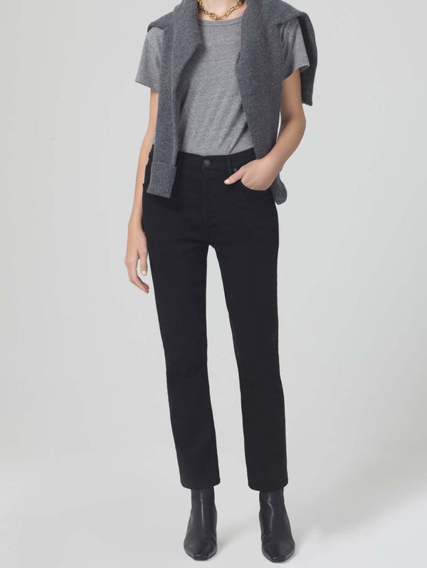 Jolene High Rise Slim Jean - Plush Black-Citizens of Humanity-Over the Rainbow