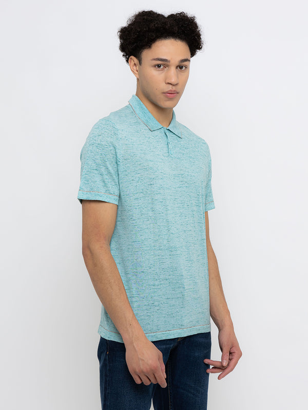 Short Sleeve Polo - Aqua Silver Sky-AUTUMN CASHMERE-Over the Rainbow