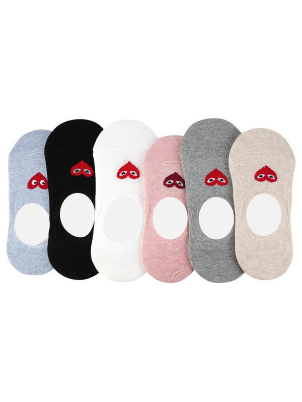 No-show Heart Socks-LIM LIM-Over the Rainbow