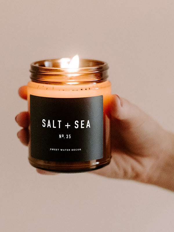 Salt + Sea Soy Candle - Amber Jar-SWEET WATER DECOR-Over the Rainbow