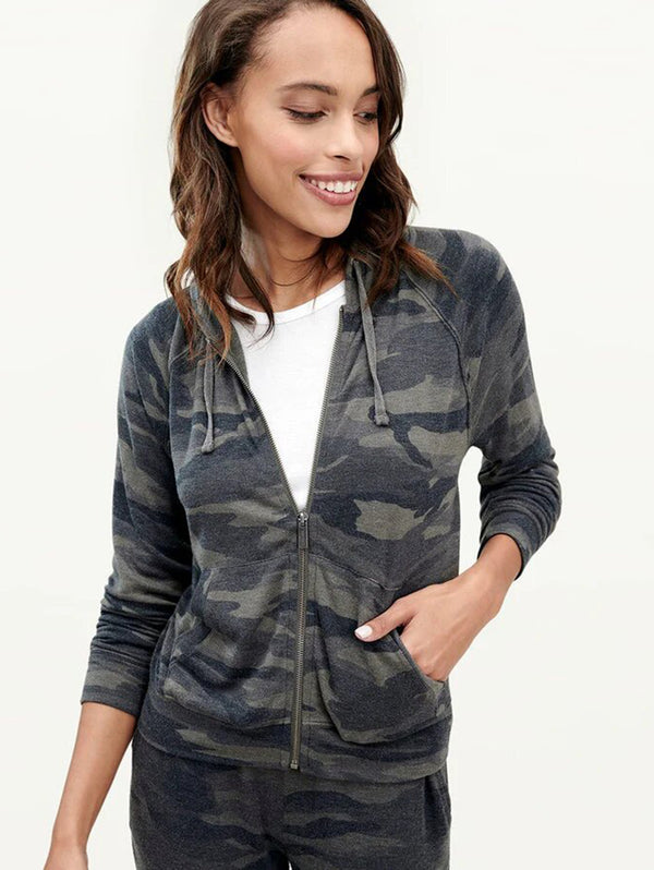 Camo Zip-Up Hoodie - Olive-SPLENDID-Over the Rainbow