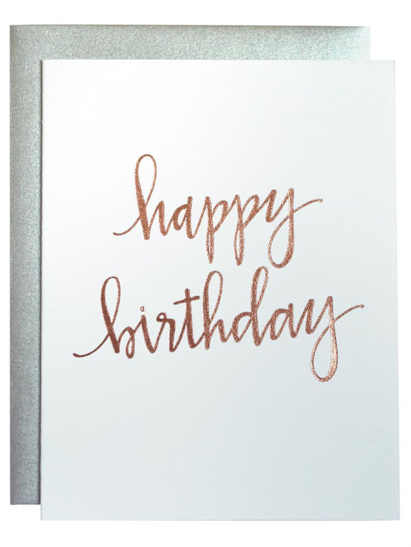 Birthday Rose Gold Greeting Card-CHEZ GAGNE LETTERPRESS-Over the Rainbow
