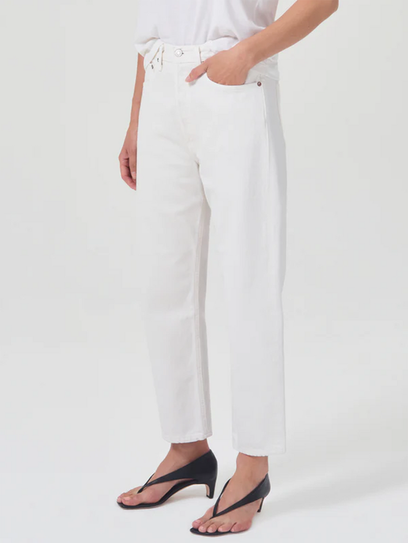 90's Crop Mid Rise Loose Straight Jean - Salt