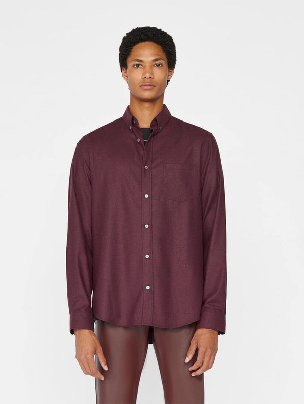 Washable Wool Shirt - Dark Burgundy-FRAME-Over the Rainbow