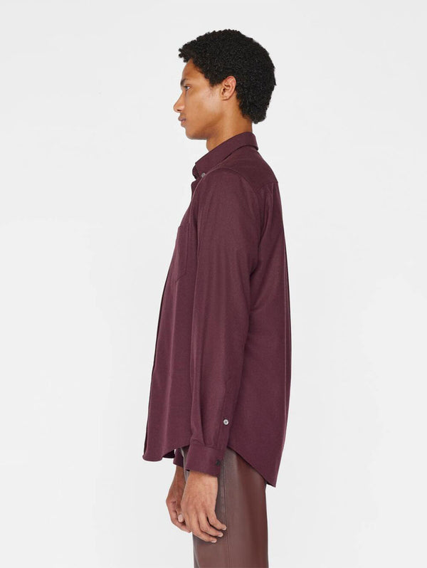Washable Wool Shirt - Dark Burgundy-FRAME-Over the Rainbow