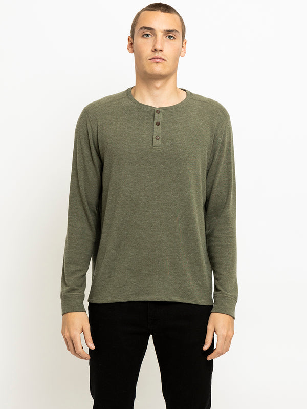Faust Cosy Henley Top - Moss-Velvet-Over the Rainbow