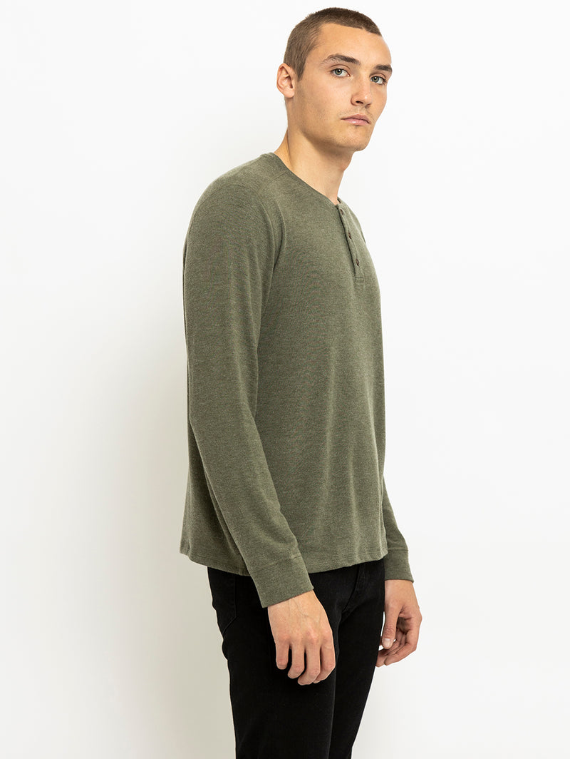 Faust Cosy Henley Top - Moss-Velvet-Over the Rainbow